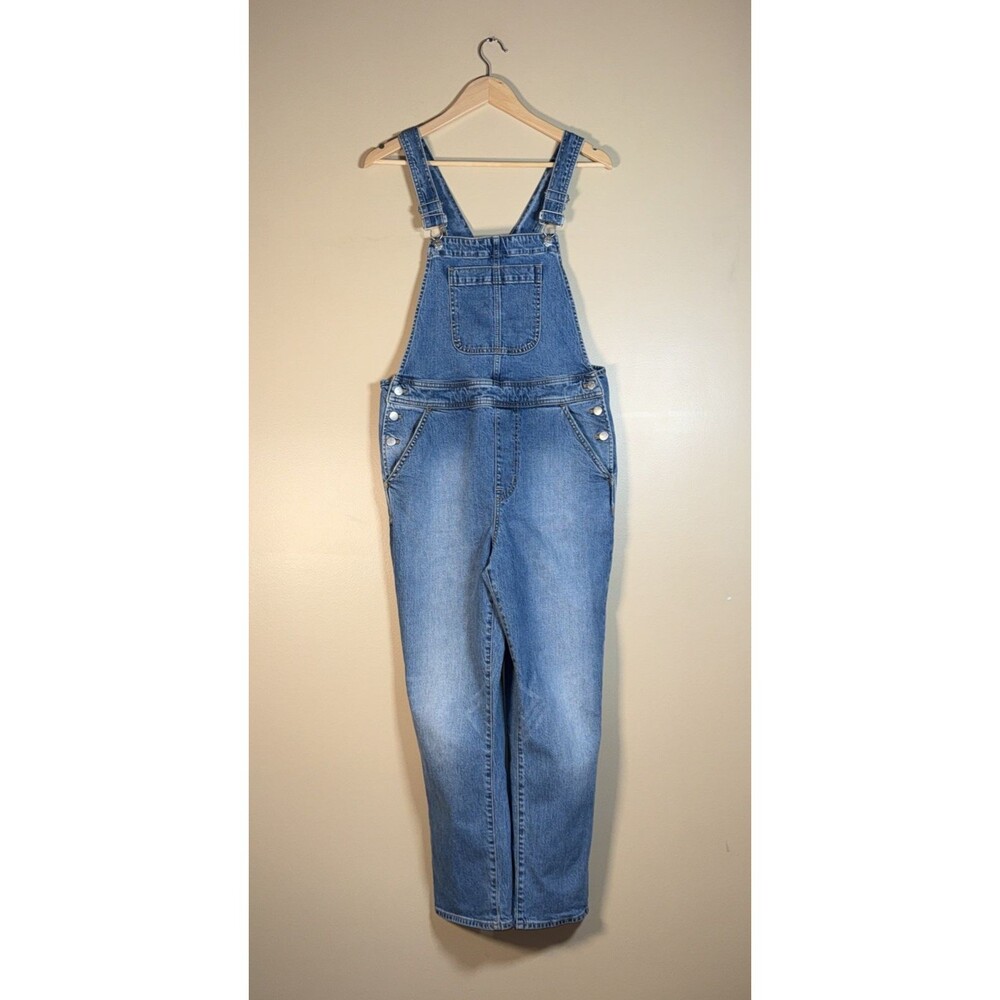 Women's J. CREW Blue Classic Denim Bib Overalls Jeans  Stretch Medium Cropped